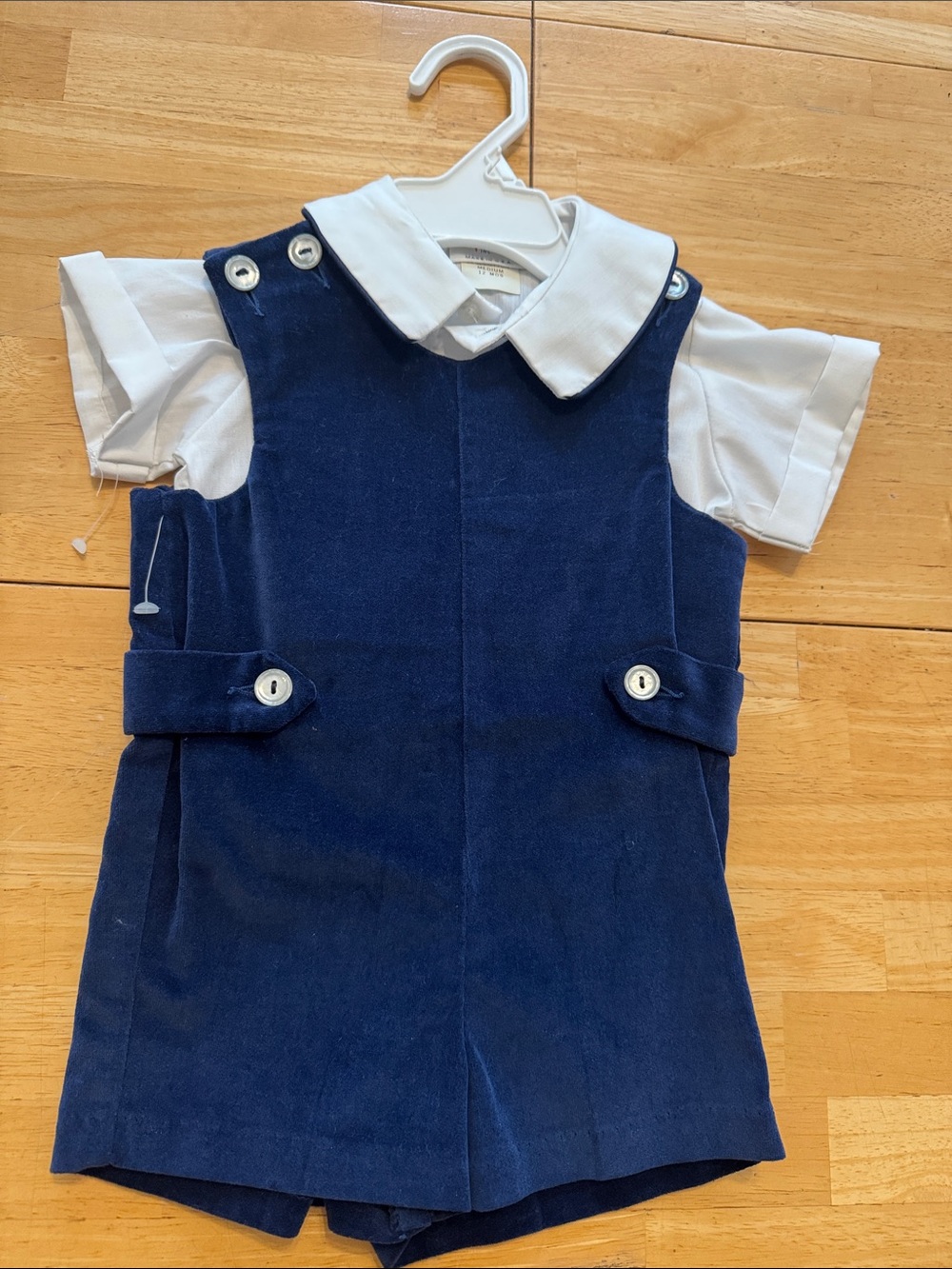Nordstrom Navy Corduroy Romper with White Collar